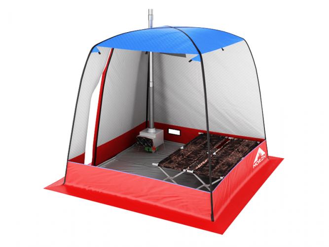 Мобильная баня-палатка МОРЖ c 2-мя окнами сине-красный в Омске