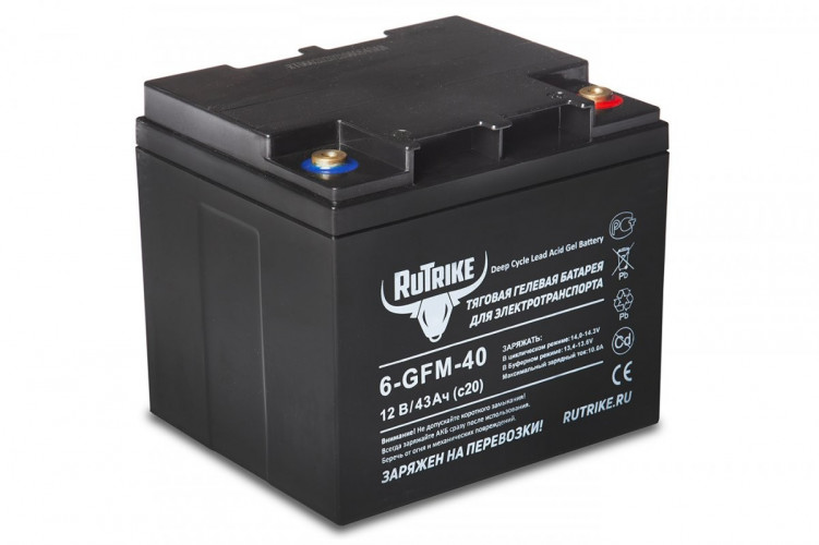 Тяговый гелевый аккумулятор RuTrike 6-GFM-40A (12V43A/H C20) в Омске