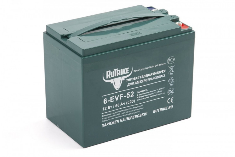 Тяговый гелевый аккумулятор RuTrike 6-EVF-52A (12V52A/H C3) в Омске
