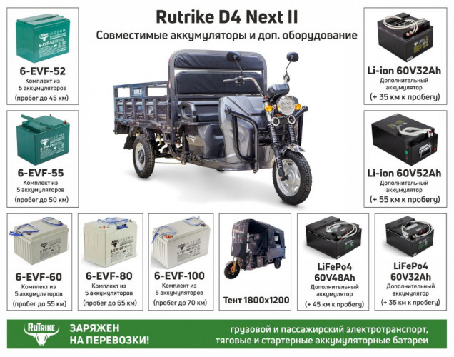 Грузовой электрический трицикл RuTrike D4 NEXT II в Омске