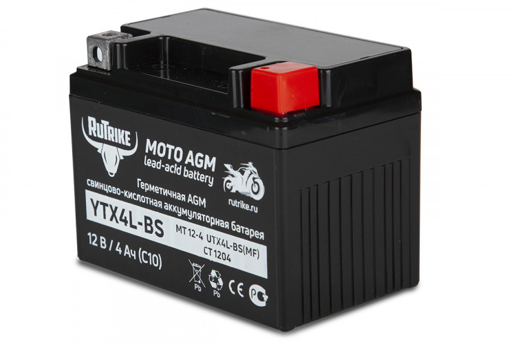 Аккумулятор стартерный для мототехники Rutrike YTX4L-BS (12V/4Ah) в Омске