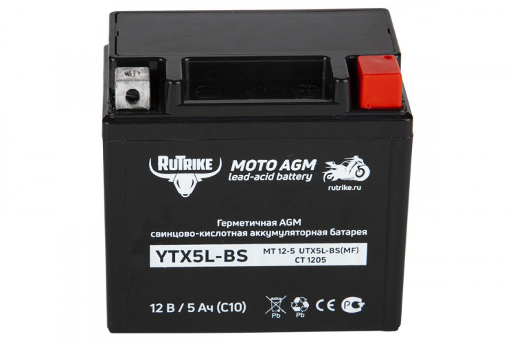 Аккумулятор стартерный для мототехники Rutrike YTX5L-BS (12V/5Ah) в Омске