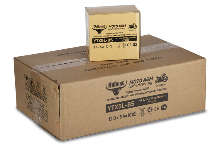 Аккумулятор стартерный для мототехники Rutrike YTX5L-BS (12V/5Ah) в Омске