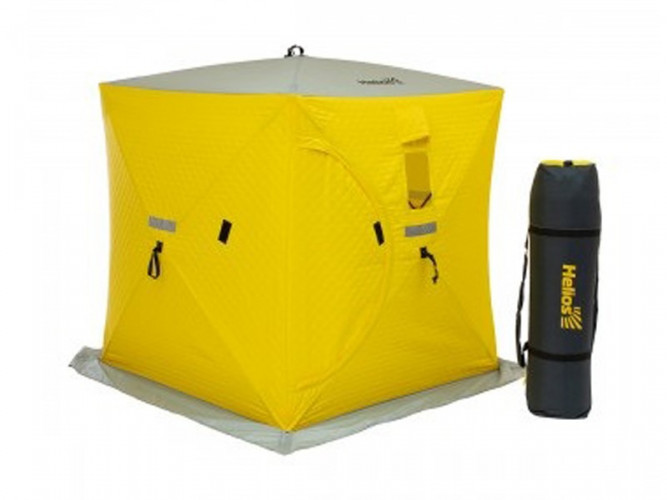 Палатка для рыбалки Helios утепл.Куб 1,5х1,5 желтый/серый в Омске