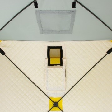 Палатка для рыбалки Helios утепл.Куб 1,5х1,5 желтый/серый в Омске