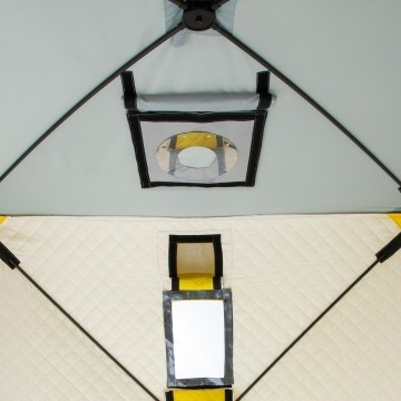 Палатка для рыбалки Helios утепл.Куб 1,5х1,5 желтый/серый в Омске