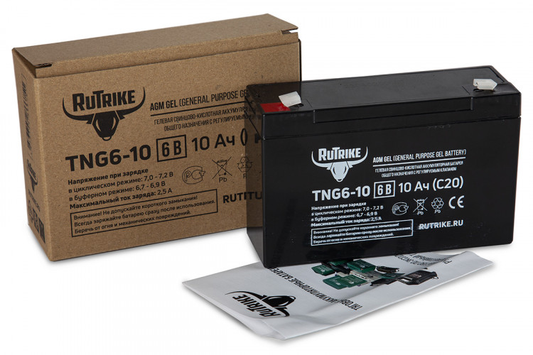 Тяговый гелевый аккумулятор RuTrike TNG 6-10 (6V10A/H C20) в Омске