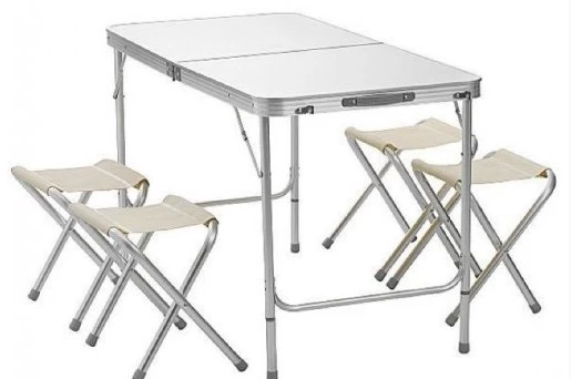 Набор стол раскладной водостойкий 120х60 и 4 табурета в Омске
