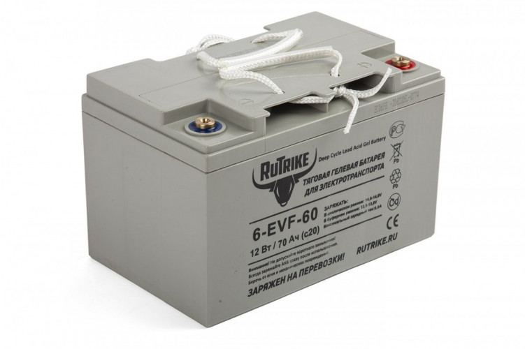 Тяговый гелевый аккумулятор RuTrike 6-EVF-60A (12V60A/H C3) в Омске